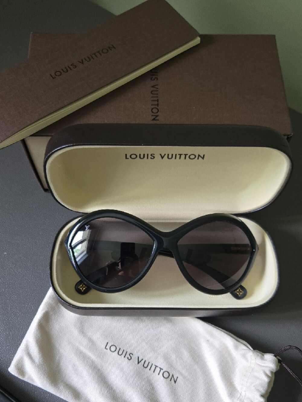 Louis Vuitton Black Cat-Eye Sunglasses with Dark Lenses